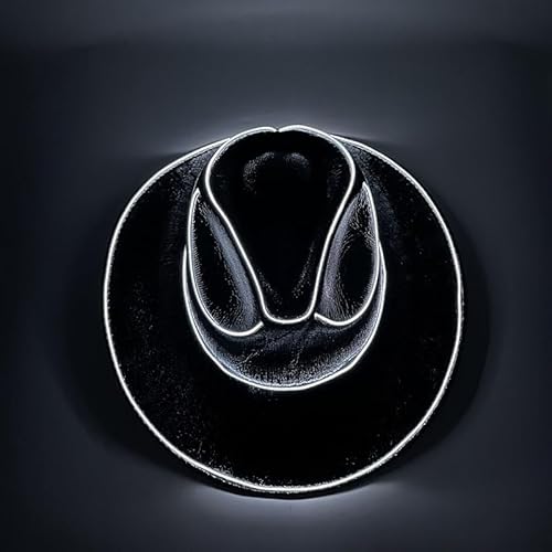 SUMKTO Chapeau de Cowboy Lumineux avec LED - Occidental, Nacré, Spatial Irisé