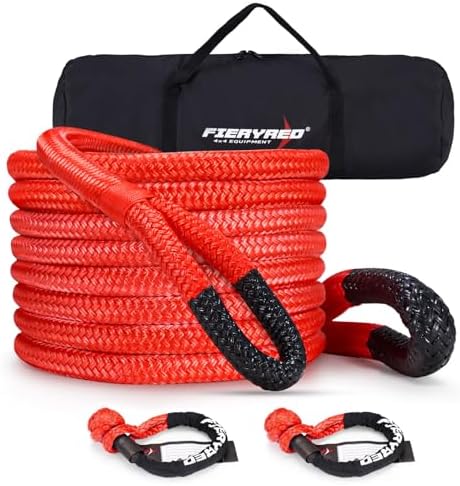 FieryRed Kinetic 30 ft recovery rope kit including synthetic rope shackles