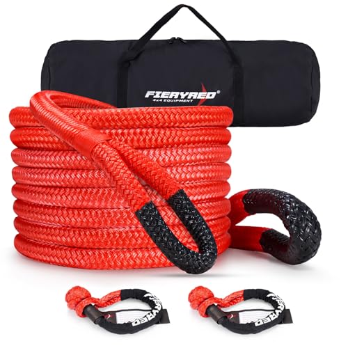 FieryRed Kinetic Recovery Abschleppseil, 2,2 cm, 9,2 m, Recovery Seil mit weichem Bügel, Power Stretch Snatch Rope Kit