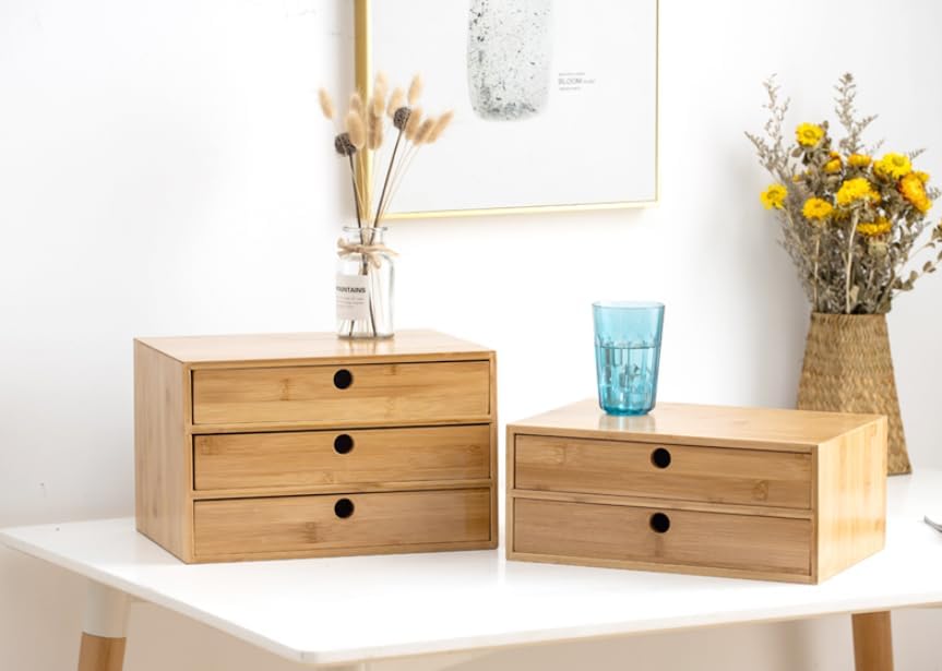 ロソイ 無垢材 引き出し収納ボックス 木製 ジュエリーボックス オフィス用 (ナチュラル, 3層) (1層,ナチュラル)