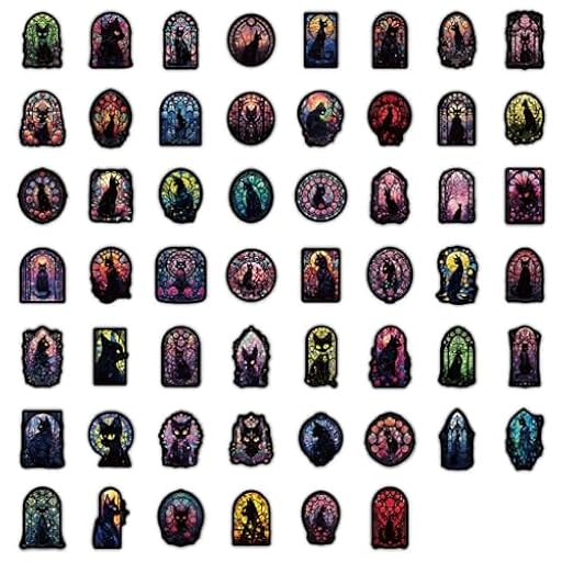 Pegatinas de para botellas de agua, pegatinas góticas de,Pegatinas impermeables de gatos espeluznantes góticos | 54X calcomanías de gato gótico para botella de agua, portátil, álbum de recortes, mono | Ya disponible en tu tienda friki favorita! En mundofriki.es!