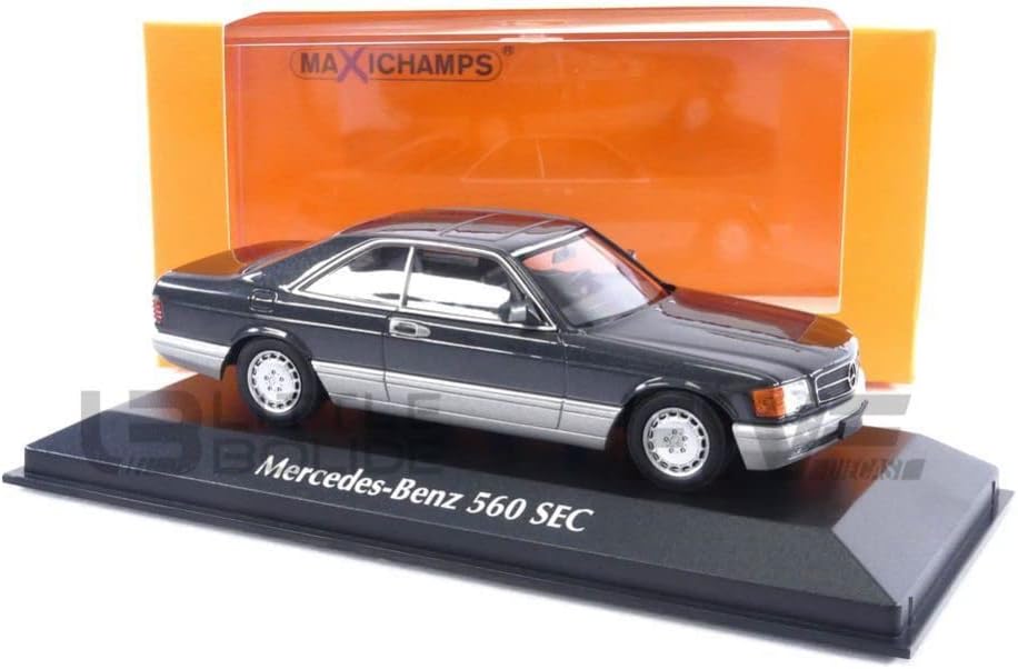Maxichamps 940035121 1:43 Mercedes-Benz 560 SEC (C126) -1986-Black Metallic Collectible Miniature Car, Black