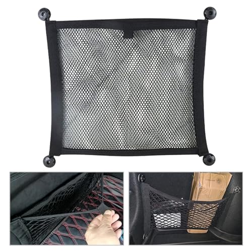 Red Maletero de Coche, Red Elastica para Coche SUV Camión Recogida Negro, Bolsa De Organizador Tronco Coche con Redes De Bolsillos Elástica, Reds Maletero para Automóviles
