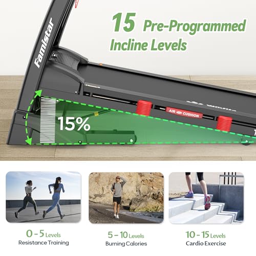 Image of Treadmills for Home Use, Running Treadmill 10mph with 0-15% Auto Incline, 4.5HP Folding Treadmill for Home 300 lbs Weight Capacity, Incline Treadmill, 64 Preset Programs, App Control