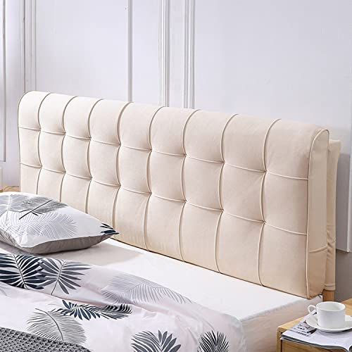 Coussin de tête de lit capitonné en velours avec housse amovible surdimensionnée Blanc 150 cm