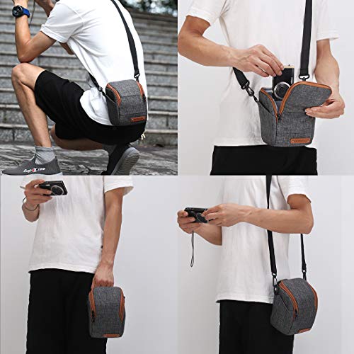 Domiso Soft Padded Camera Case Water-Resistant With Adjustable Shoulder Strap And Side Pockets Large Camera Bag Carrying Storage Bag, Grey #TOP5