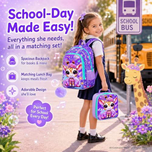 Image of WZLVO 3PCS Kids Backpack for Girls, Unicorn Dinosaur Animal Prechool Elementary Kindergarten School Bookbag with Lunch Box