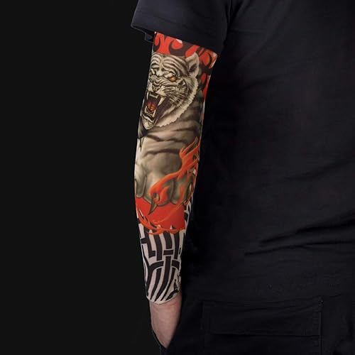 Miniatura 6 de Gospire 6 piezas mangas nailon tatuaje temporal Body Art Brazo Medias Accesorios tatuaje antideslizante suave para hombres mujeres.