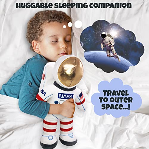 12” Plush Toy Astronaut Figurine, Realistic Astronaut Plush Toy With Nasa & Usa Flag Arm Patches, Super-Soft Stuffed, Space Decor Astronaut Toys For Kids 3-5, Nasa Toys, Toddler Birthday Gift #TOP4