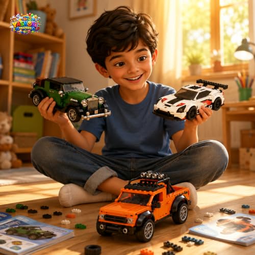 Image of Yashoni Pocket Block Pull-Back Cars Pack of 3-298 Pcs Building Blocks Set | Pull Back & Go Racing Action, STEM Construction Toy for Kids 6+ Boys & Girls | Educational 3D Building Kit, Gift