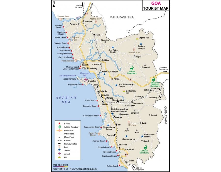 Goa sightseeing map photos - Travelidaz.com
