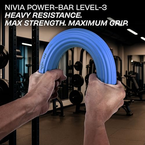 Image of NIVIA Power-Bar For Men and Women, Latex-Free Resistance Grip Trainer, Arm and Functional Strength Training (Level - 3, Dark Blue)