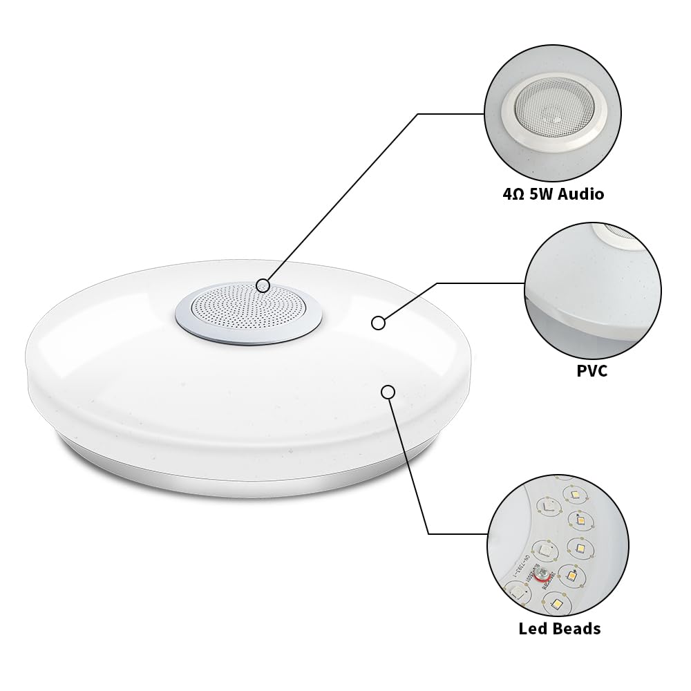 Alexa Google Home Oświetlenia sufitowe, 11.8in Bluetooth Music LED Lampa sufitowa ze zdalnym sterowaniem, 30W Ściemnianie RGB Flush Light do salonu Sypialnia Jadalnia
