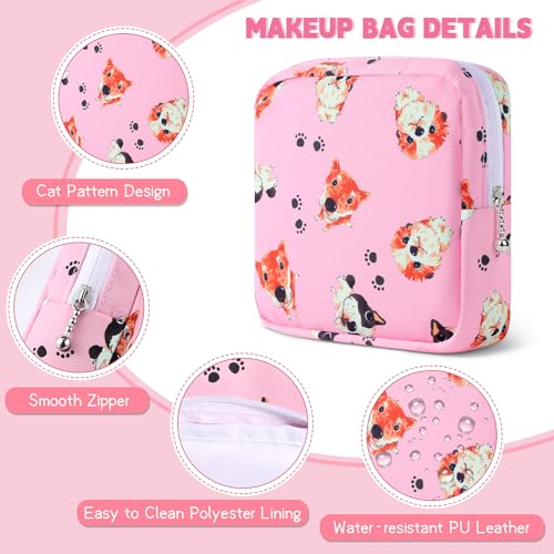 Image of Likesing 5.1 inch Mini Makeup Bag for Purse, Nylon Small Makeup Pouch Travel Cosmetic Make up Bags for Women Girls, Cute Preppy Mini Toiletry Bag Coin Pouch Period Bag(N1230 Pink)