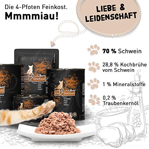catz finefood Purrrr Wildchwein Monoprotein Katzenfutter nass N° 109, für ernährungssensible Katzen, 70% Fleischanteil, 16 x 85g Beutel