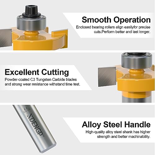 Image of Rabbet Router Bit Set 1 /2 Shank, Rabbeting Router Bits 1pcs with 6 Bearings for Interchangeable and Adjustable Multi Depths Cutter 1 /8 inch, 1 /4 inch, 5 /16 inch, 3 /8 inch, 7 /16 inch, 1 /2 inch