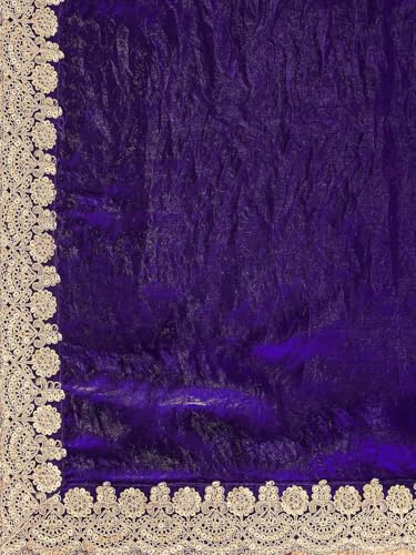 Image of SIRIL Women's Tissue Silk Sequins Embroidery Saree with Unstitched Blouse Piece