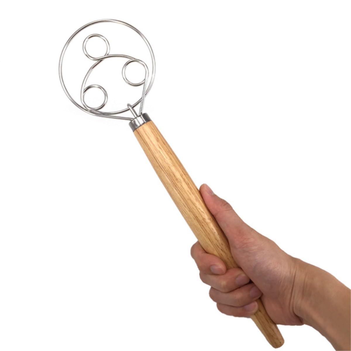 Frusta da Cucina Sbattitore Manuale Utensili for Impastare La Cottura al Forno con Manico in Legno Manuale in Acciaio Inossidabile for Il Pane Frullatore Efficiente