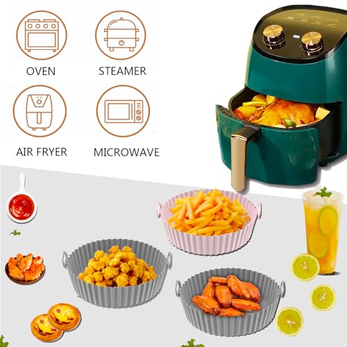Silicone Air Fryer Liners-2 Pack Air Fryer Silicone Liner for Ninja Cosori Tower Instant, Airfryer Accessories Reusable Non-Stick Tray Pot for 3-5L for Ninja Cosori Midea 4L Tower T17024,T17125 - Image 5