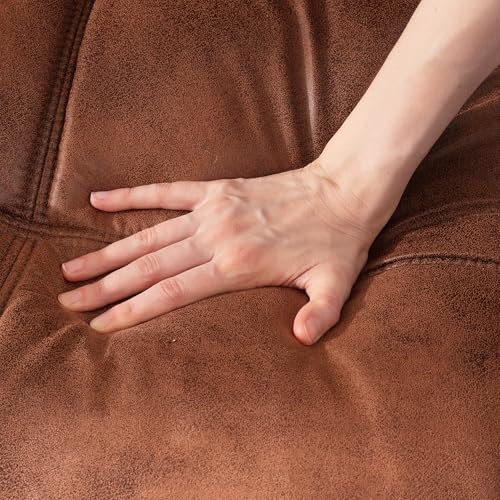 Sunny Heart 71\" Futon Sofa Bed Memory Foam Faux Leather Couch Bed, Convertible Modern Loveseat Sleeper with Adjustable Backrests and Armrests for Living Room, Office, Apartment,Brown