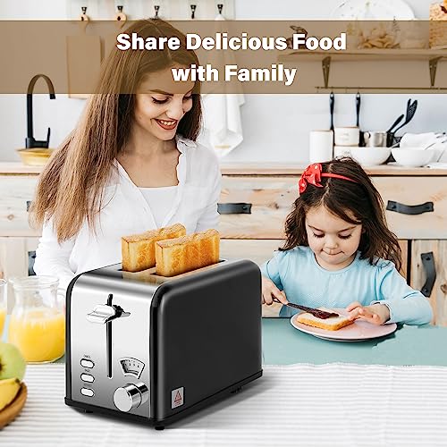 YSSOA 2-Slice Toaster with Extra Wide Slot & Removable Crumb Tray, 5 Browning Setting and 3 Function: Bagel/Defrost/Cancel, Retro Stainless-Steel Style, for Bread & Waffle, Black by YSSOA - Used condition - Image 8
