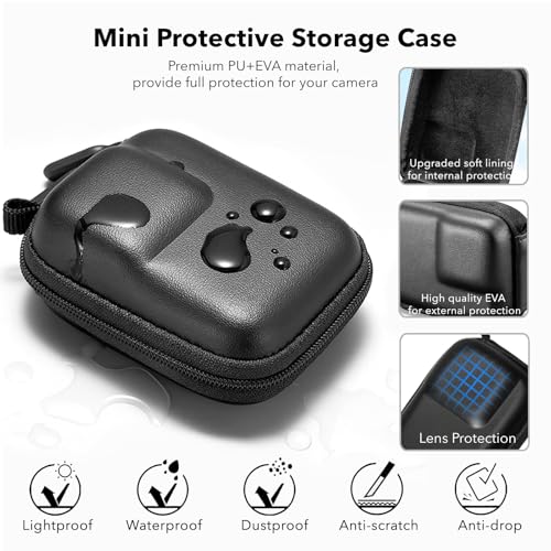 Image of squishy 6PCS Carrying Case for Action 5 Pro /4 /3, Waterproof PU Leather Travel Bag with Plush Lining, Compact Storage Box with 4 Lens Caps, 3 Screen Protector