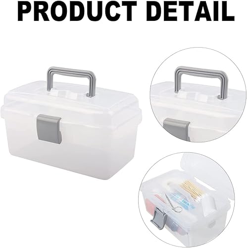 Miniatura 4 de Utoolmart - Caja organizadora, de plástico ABS, con divisores multiusos, transportable, con mango, para almacenamiento, bandeja extraíble, 1 pieza