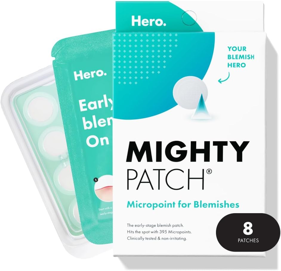 Micropoint™ for Blemishes from Hero Cosmetics – Hydrocolloid Acne Spot Treatment Patch for Early Stage Zits and Hidden Pimples, 395 Proprietary Micropoints (8 Patches)