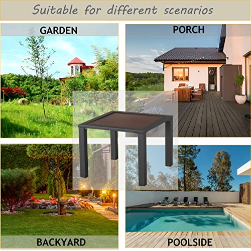 Image of LOKATSE HOME Square Patio Outdoor Side Table with Metal Frame All Weather, Brown