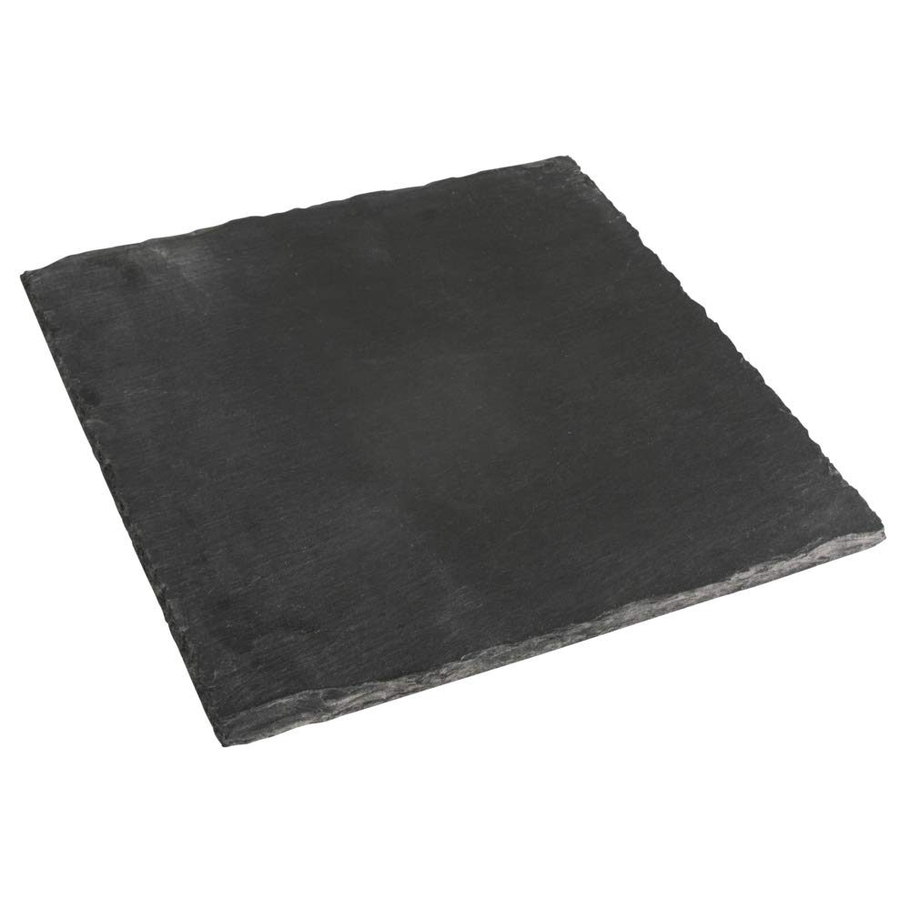 Rayher Natural Slate Board for Crafts and Table Decoration, Square Slate Serving Plate, 20x20cm, 46404000