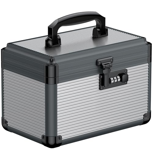 Uniclife Medicine Lock Box, 9.5" x 6" x 6.5", Portable Medication Lock Box with Combination Handle & Locks, Metal Lockable Storage Boxs, Security Locks Boxes for Medications, Medicine Boxs by Uniclife - Used condition - CA$41.06