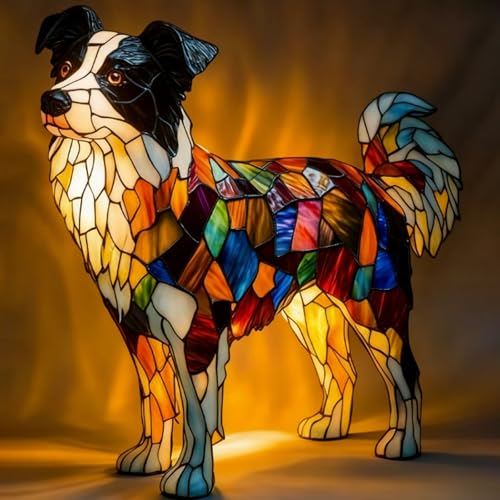 Veilleuse LED en résine pour chien - Série artistique sur le thème des chiens mignons - Décoration d'intérieur vintage - Cadeau amusant pour les amoureux...