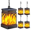 KOOPER 4 Pack Solar Lanterns Outdoor Waterproof, Upgraded Flickering Flame Modes + Constant Modes Hanging Solar Lantern Lights for Outside, Lanterns Decorative Outdoor for Garden Table Yard Tree Decor