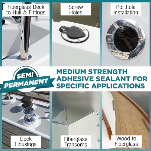 10oz Marine Adhesive Sealant 4000/4200 Fast Cure UV (White) - Semi-Permanent, Flexible Bonding and Sealing - UV Resistant, Above & Below Waterline - Compare to 06560 and 05260 FC M - by Berkland