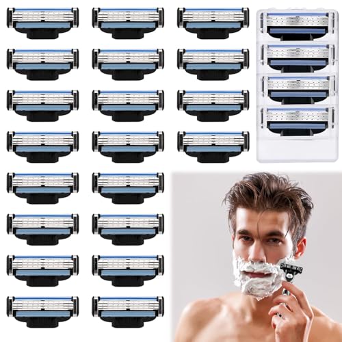 Paquete de 24 cuchillas de afeitar Mach 3, cuchillas de recarga Mach 3, cuchillas de afeitar para maquinillas de afeitar de seguridad, cuchillas de repuesto para maquinilla de afeitar húmeda para