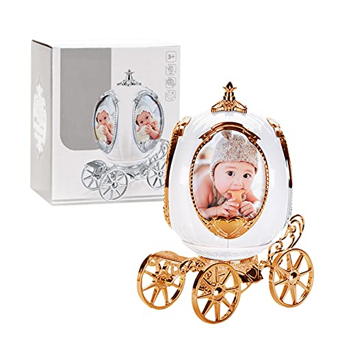 ZCRFYY Cadre Photo Personnalisé Citrouille Voiture Boîte à Musique Pêle-mêle Capacité Bureau Moderne Shabby Décoration Cadeau,d'or Cover