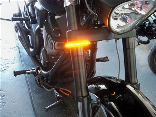 Chrome Glow Razor 56mm Fork LED Turn Signal Light Bars for Victory Hammer - Smoked Lens