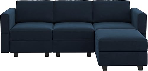 Miniatura 163 de Belffin Sofá modular Módulo medio con almacenamiento Accent Silla sin brazos para sofá modular seccional terciopelo gris Gris,Negro -,Azul,Verde
