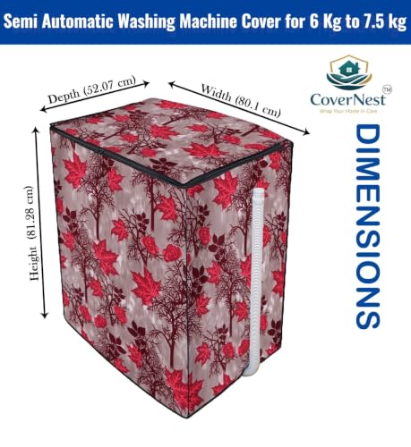 Image of Covernest Semi Automatic Washing Machine Cover, Dustproof, Compatible with 6 Kg-7.5 Kg Washing Machines (WMC-RED JHAD SEMI)