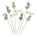 Ideal für die Bedienung auf Canapés oder jede Party Snack, diese schrulligen Lebensmittel Dekorationen bieten 4 verschiedene Alice in Wunderland Illustrationen und kommen in Packungen von 12.