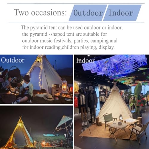 Carpa Pirámide de Algodón para Camping 2 Personas Beige miniatura 4
