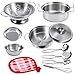 Rupnoflbui Kids Kitchen Pretend Play Toys,Mini Play Kitchen Accessories Set with Stainless Steel Pots and Pans, Cooking Utensils Cookware for Girls and Boys Aged 3 Years and up, 11Pieces