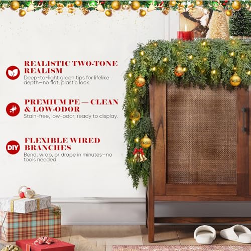 6-Ft Lighted Christmas Cedar Garland - 23.99 w/ Code + 40% Off Code 8VWHVJO8 - image 2