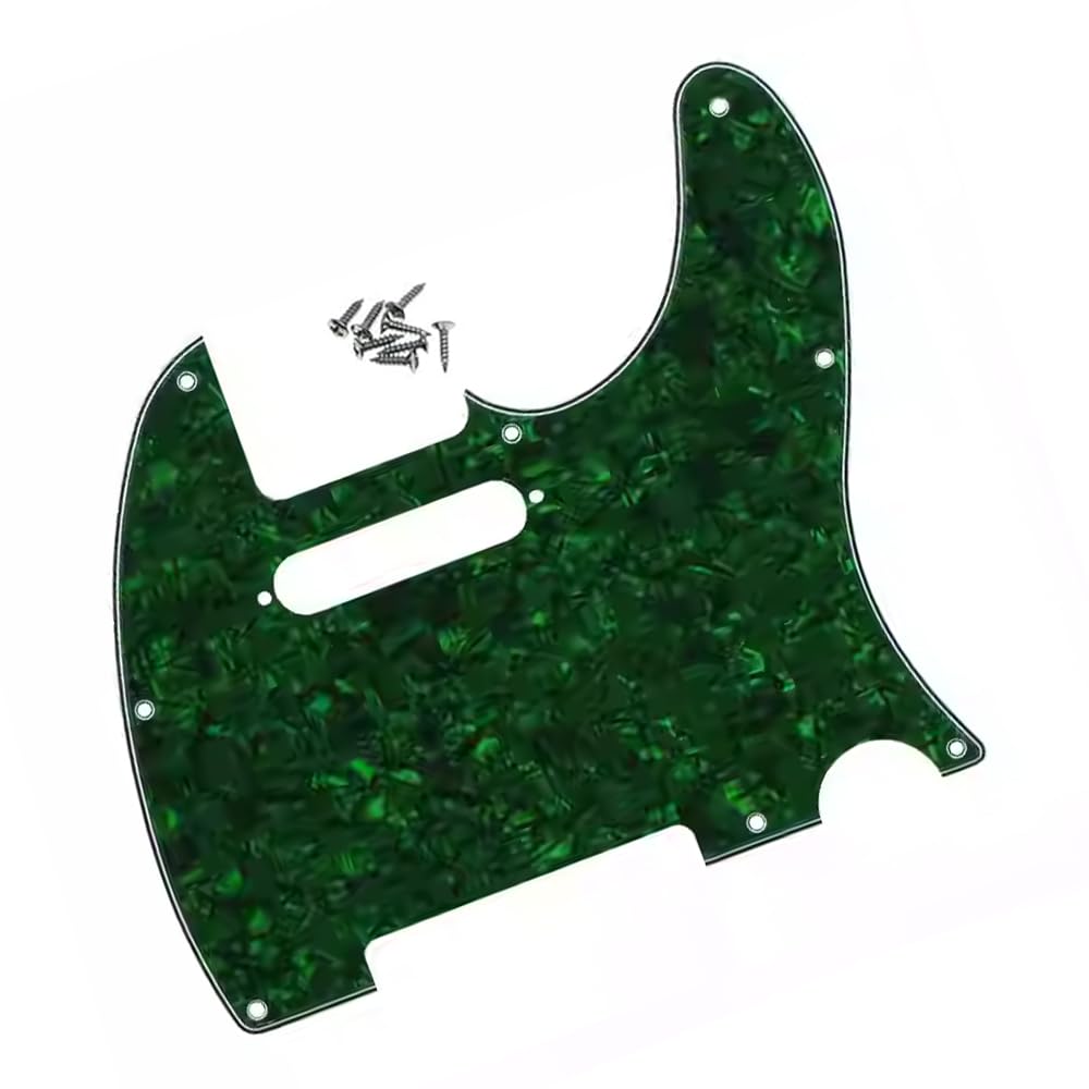 FD 8 Holes Electric Guitar Pickguard for Tele Pick Guard Scratch Plate Fit American/Mexican Standard TL Style Guitar Parts, Green Pearl