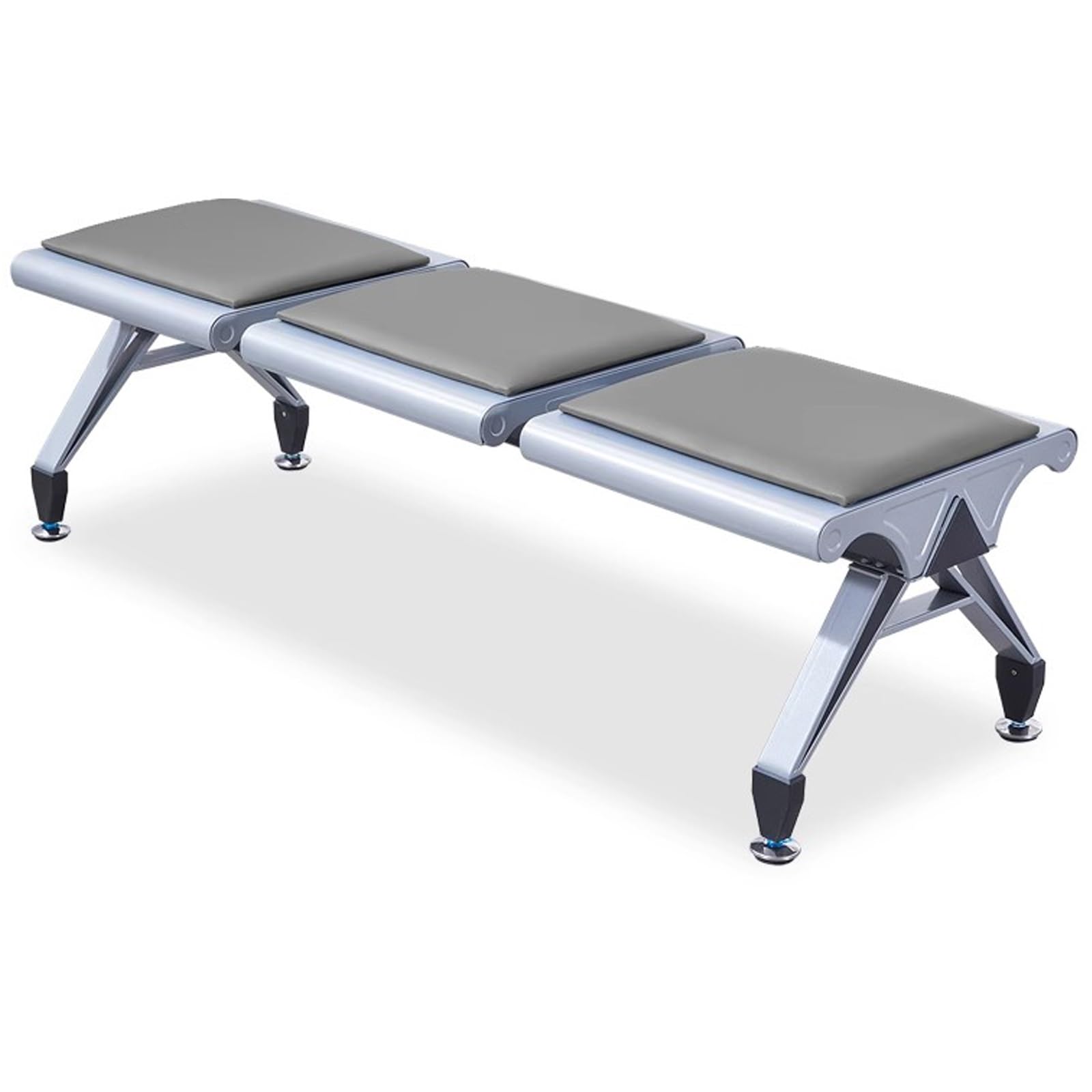 WDSOPK 3-Seat Grey Office Waiting Room Chairs Lobby Bench Seating for Airport Bank School - & Comfortable Reception Seating Solution