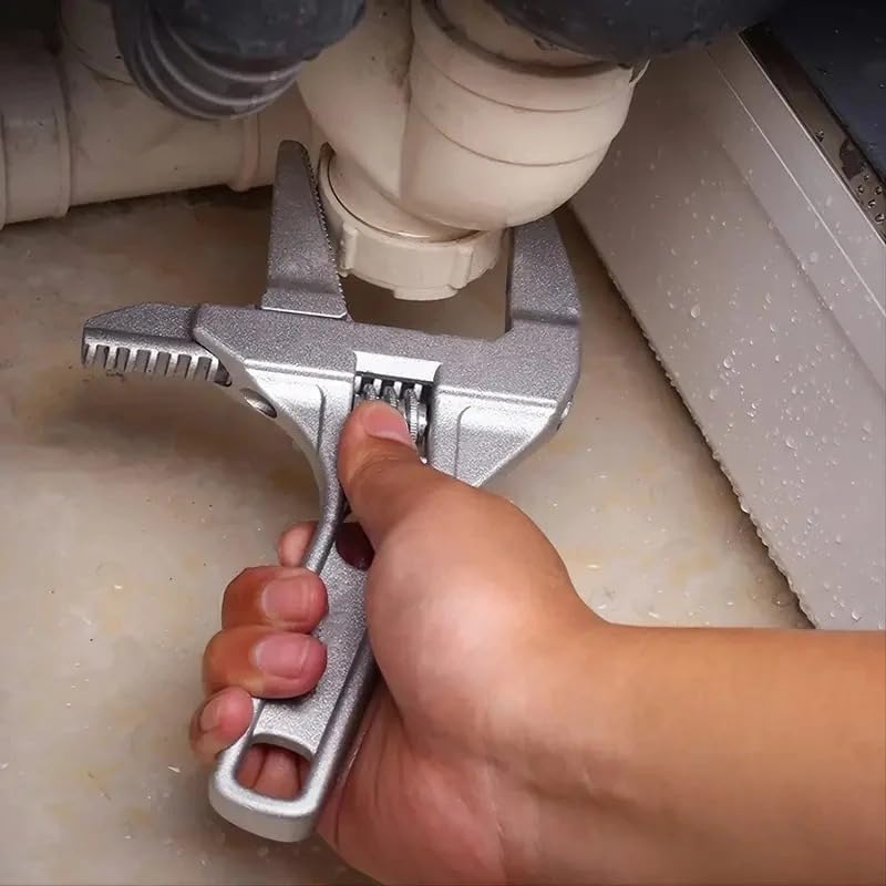 Mini llave ajustable de baño ajustable, fuerte sujeción, gran extremo abierto, multifuncional, herramienta de reparación de baño