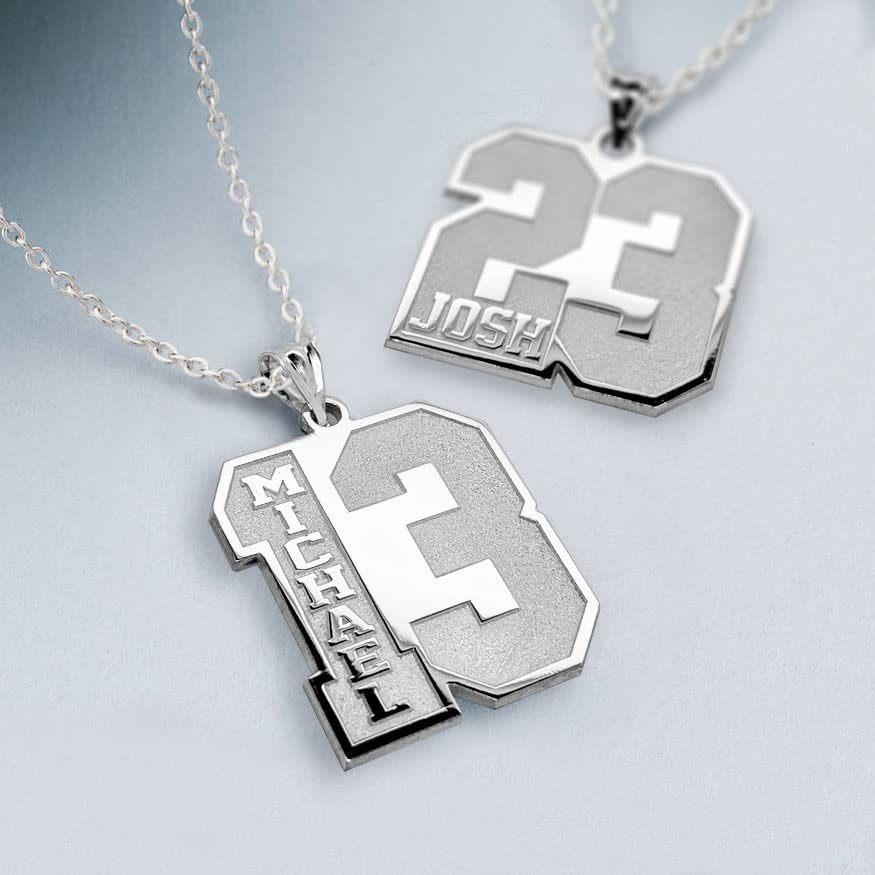 PicturesOnGold.com Personalized Number Pendant with Name - Includes 18 inch Box Chain3