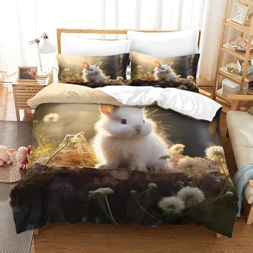 Parure de lit lapin mignon en microfibre de qualité supérieure et impression 3D