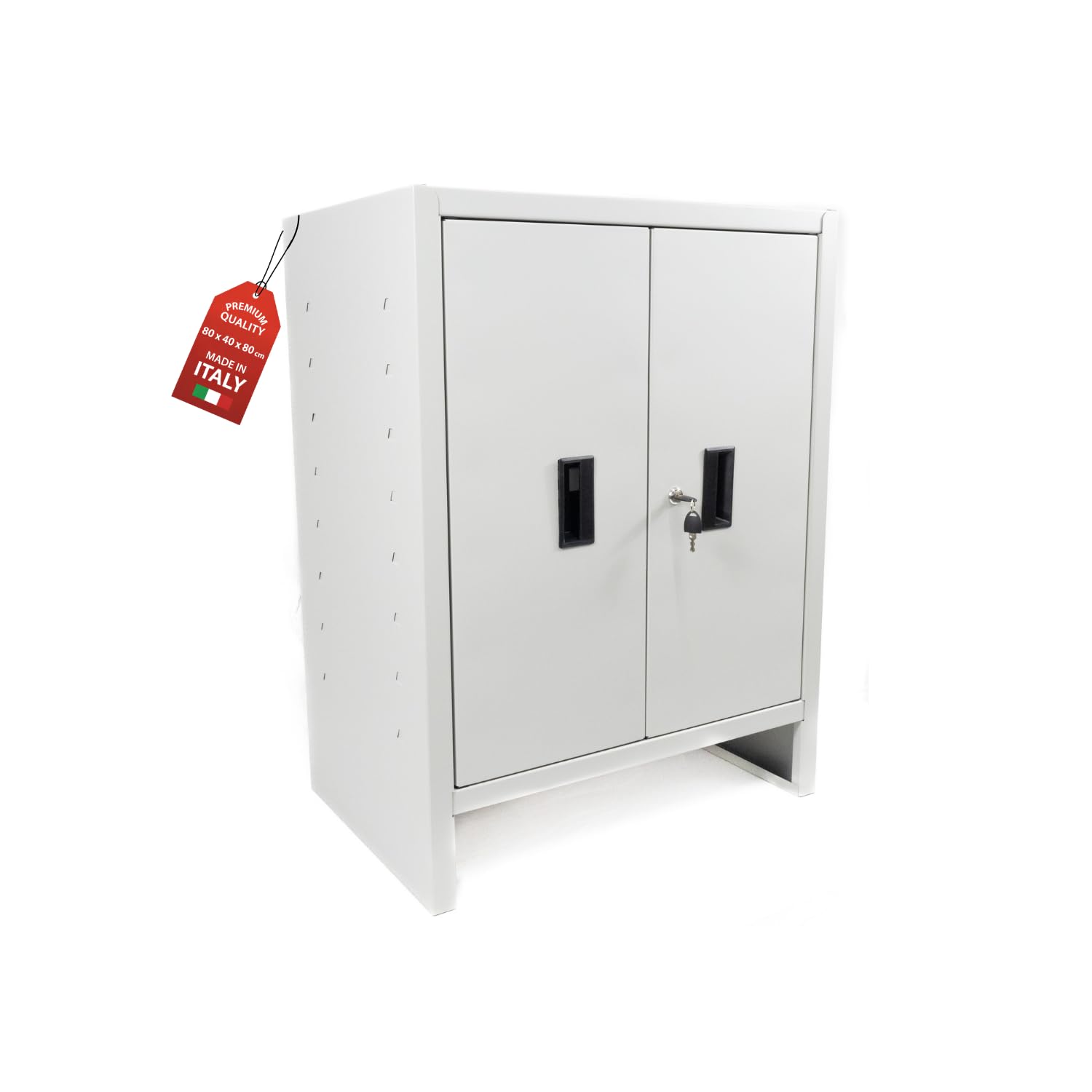 OWIJI Armadio in Metallo Armadietto 2 Ante Grigio Premium Quality Made in Italy Archivio Documenti 80 x 40 x 80 cm Serratura Doppia Chiave Ripiano Regolabile Casa Ufficio Garage Mobile Ufficio