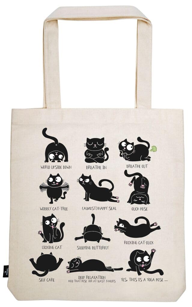moses Ed, the Cat Shopper Cat Yoga | Dimensions: 42 x 39 x 3 cm | 100% Cotton | Shopping Bag